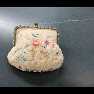 Vintage seed bead and embroidered handbag
